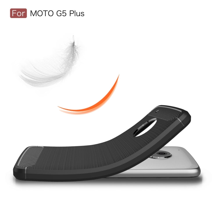 For Motorola Moto G5 Plus Brushed Carbon Fiber Texture Shockproof TPU Protective Cover Case(Black)