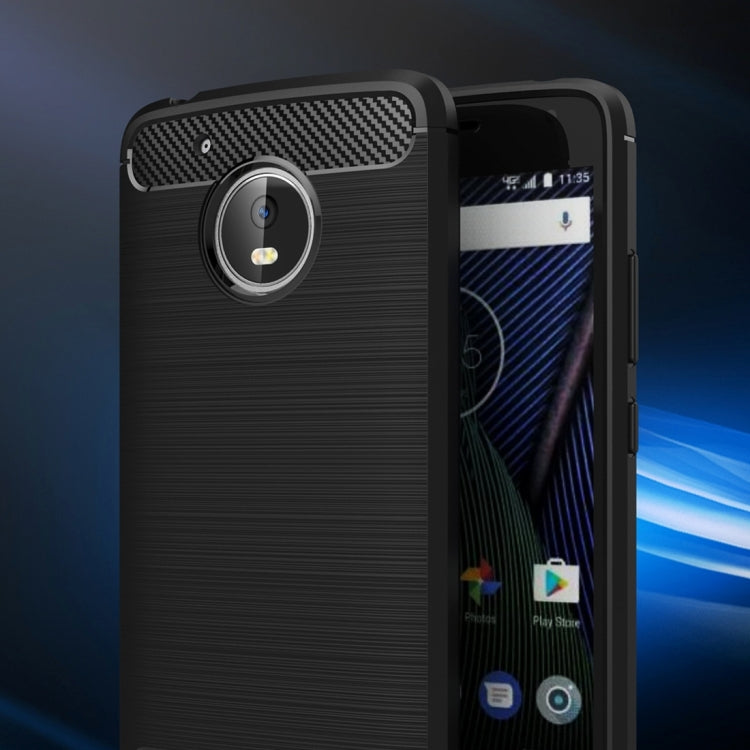 For Motorola Moto Gï¼ˆ5th Gen.ï¼‰ Brushed Carbon Fiber Texture Shockproof TPU Protective Cover Case(Blue)
