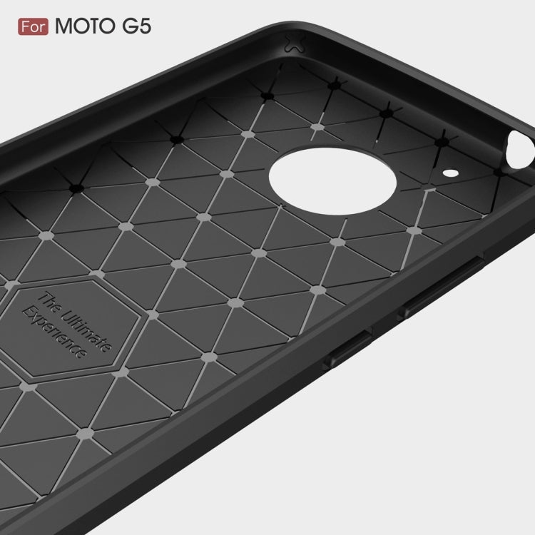 For Motorola Moto Gï¼ˆ5th Gen.ï¼‰ Brushed Carbon Fiber Texture Shockproof TPU Protective Cover Case(Blue)