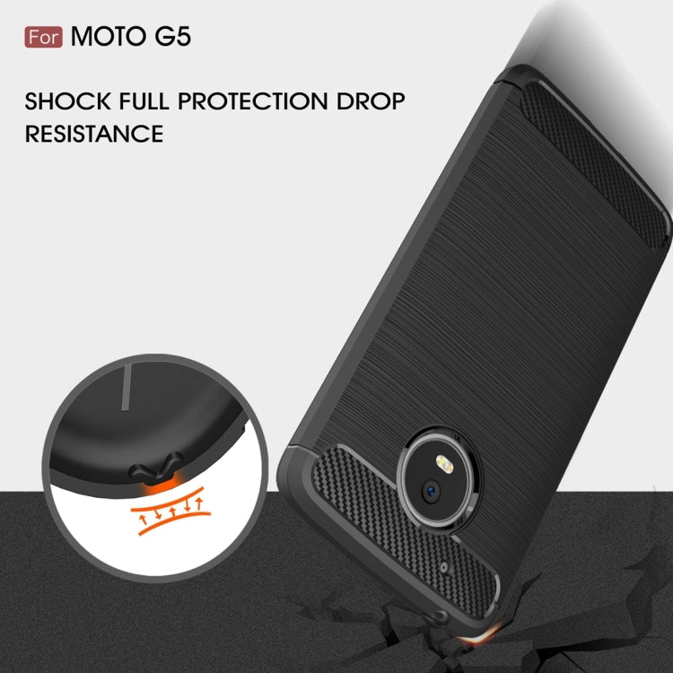 For Motorola Moto Gï¼ˆ5th Gen.ï¼‰ Brushed Carbon Fiber Texture Shockproof TPU Protective Cover Case(Blue)