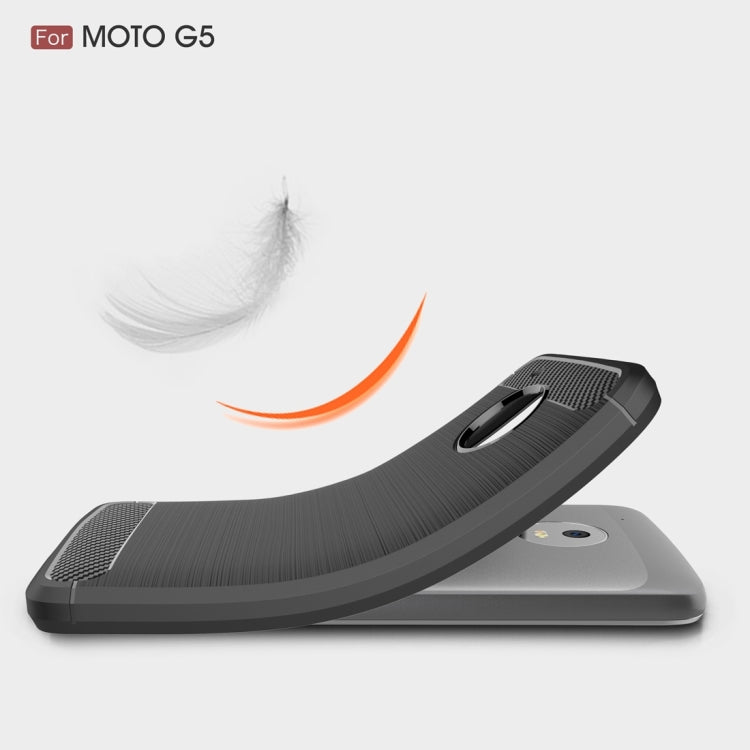 For Motorola Moto Gï¼ˆ5th Gen.ï¼‰ Brushed Carbon Fiber Texture Shockproof TPU Protective Cover Case(Blue)