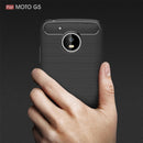 For Motorola Moto Gï¼ˆ5th Gen.ï¼‰ Brushed Carbon Fiber Texture Shockproof TPU Protective Cover Case(Blue)