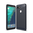 For Google Pixei 2 XL Brushed Texture Carbon Fiber Shockproof TPU Rugged Armor Protective Case(Navy Blue)