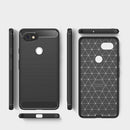 For Google Pixei 2 XL Brushed Texture Carbon Fiber Shockproof TPU Rugged Armor Protective Case(Navy Blue)