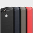 For Google Pixei 2 XL Brushed Texture Carbon Fiber Shockproof TPU Rugged Armor Protective Case(Navy Blue)