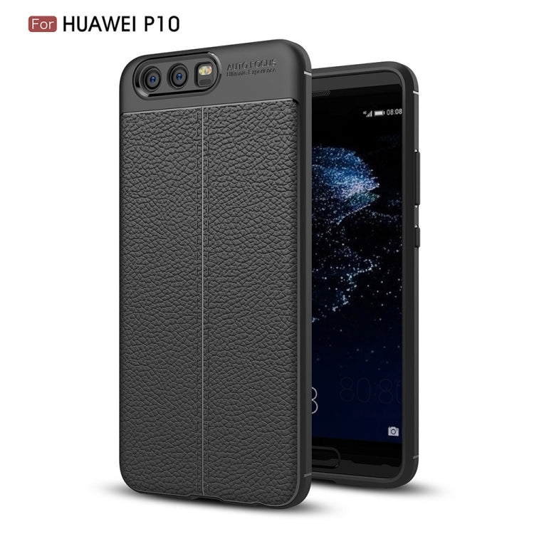For Huawei P10 Litchi Texture TPU Protective Back Cover Case (Black)