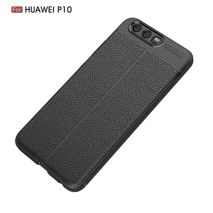 For Huawei P10 Litchi Texture TPU Protective Back Cover Case (Black)