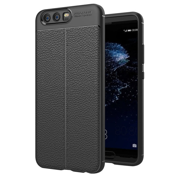 For Huawei P10 Litchi Texture TPU Protective Back Cover Case (Black)