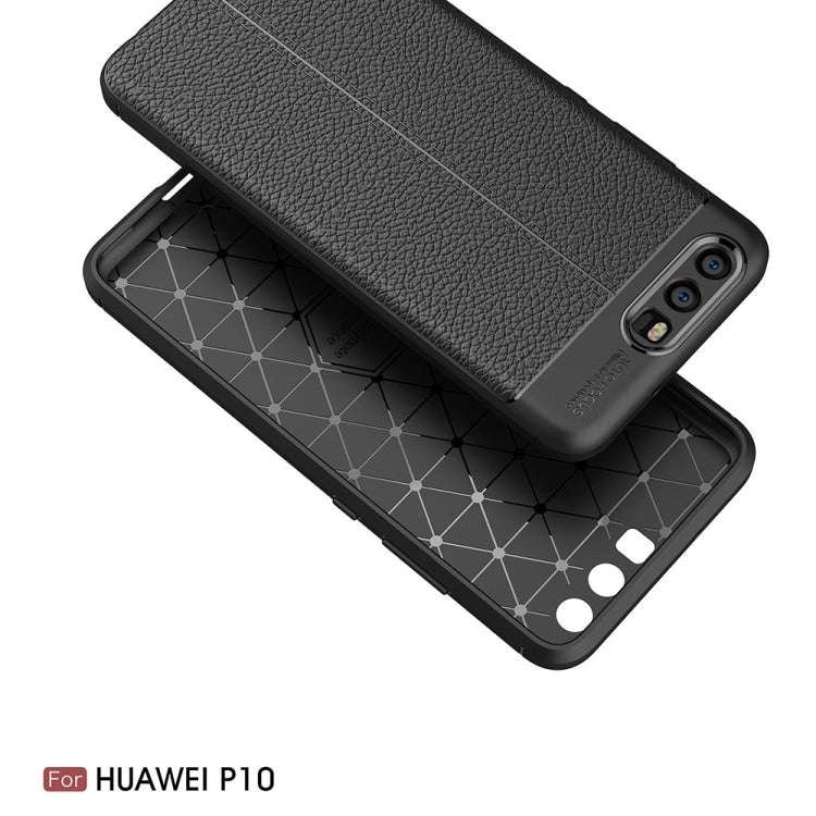 For Huawei P10 Litchi Texture TPU Protective Back Cover Case (Black)