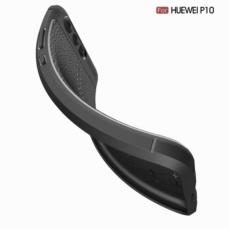 For Huawei P10 Litchi Texture TPU Protective Back Cover Case (Black)