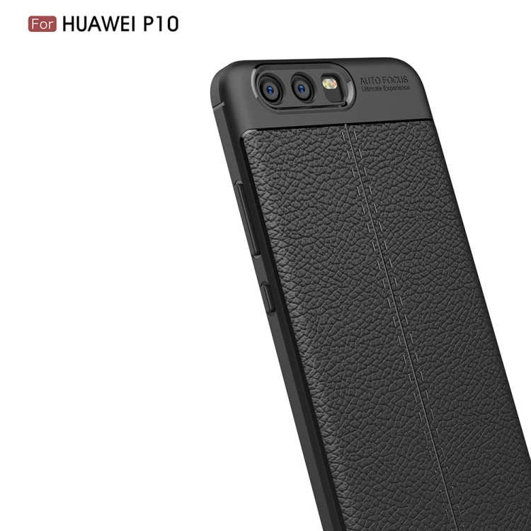 For Huawei P10 Litchi Texture TPU Protective Back Cover Case (Black)