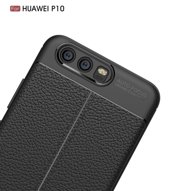 For Huawei P10 Litchi Texture TPU Protective Back Cover Case (Black)