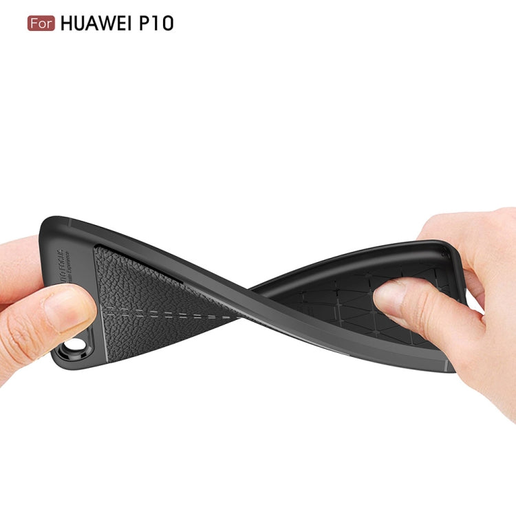 For Huawei P10 Litchi Texture TPU Protective Back Cover Case (Black)