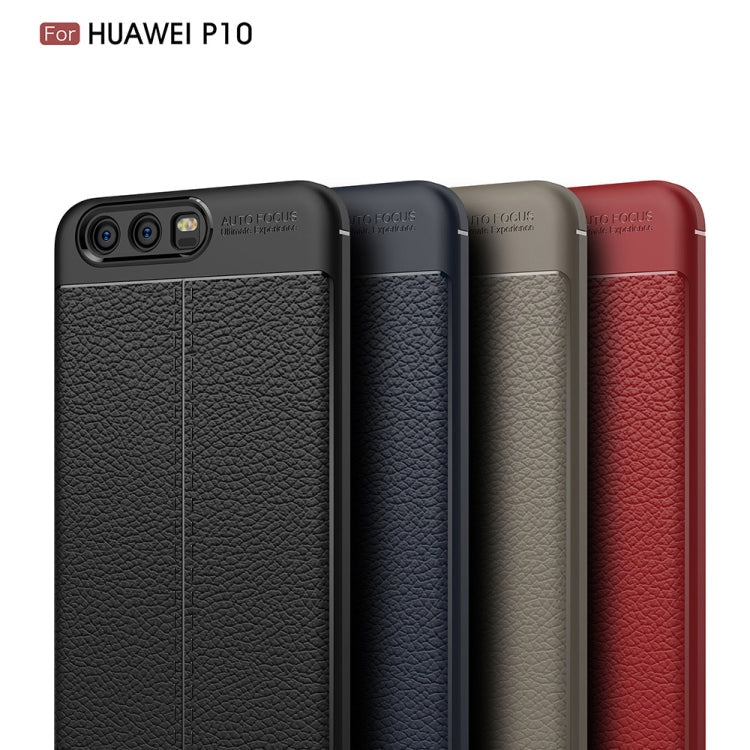 For Huawei P10 Litchi Texture TPU Protective Back Cover Case (Black)
