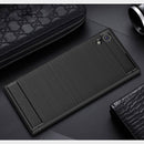 For Sony Xperia XA1 Ultra Brushed Texture Carbon Fiber Shockproof TPU Rugged Armor Protective Case(Black)