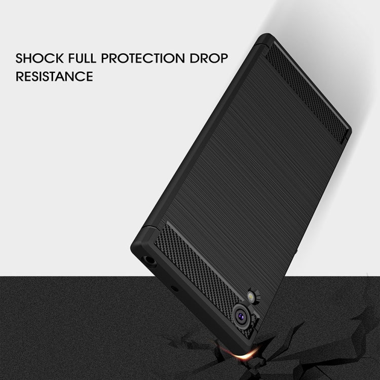 For Sony Xperia XA1 Ultra Brushed Texture Carbon Fiber Shockproof TPU Rugged Armor Protective Case(Black)