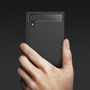 For Sony Xperia XA1 Ultra Brushed Texture Carbon Fiber Shockproof TPU Rugged Armor Protective Case(Black)