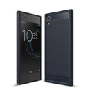 For Sony Xperia XA1 Ultra Brushed Texture Carbon Fiber Shockproof TPU Rugged Armor Protective Case(navy)