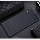 For Sony Xperia XA1 Ultra Brushed Texture Carbon Fiber Shockproof TPU Rugged Armor Protective Case(navy)
