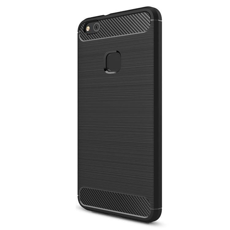 For Huawei P10 Lite Brushed Carbon Fiber Texture Shockproof TPU Protective Cover Case (Black)