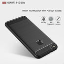 For Huawei P10 Lite Brushed Carbon Fiber Texture Shockproof TPU Protective Cover Case (Black)