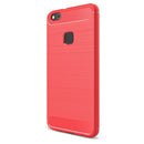 For Huawei P10 Lite Brushed Carbon Fiber Texture Shockproof TPU Protective Cover Case (Red)