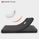 For Huawei P10 Lite Brushed Carbon Fiber Texture Shockproof TPU Protective Cover Case (Red)