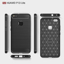 For Huawei P10 Lite Brushed Carbon Fiber Texture Shockproof TPU Protective Cover Case (Red)