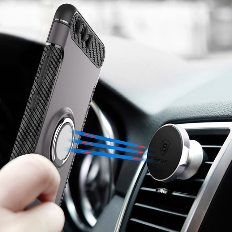 For Huawei P10 Plus Magnetic 360 Degree Rotation Ring Armor Protective Case(Black)