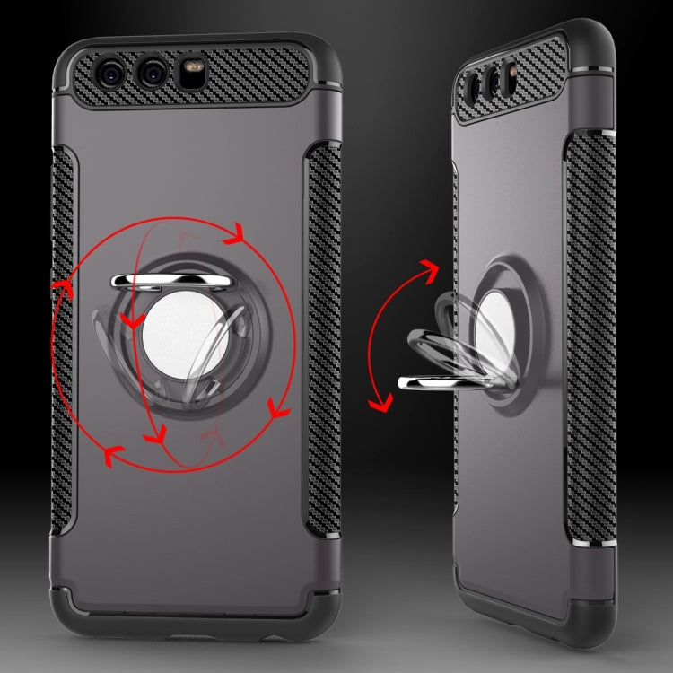 For Huawei P10 Plus Magnetic 360 Degree Rotation Ring Armor Protective Case(Black)