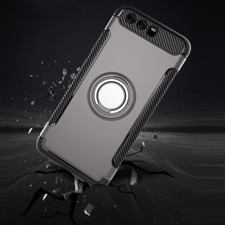For Huawei P10 Plus Magnetic 360 Degree Rotation Ring Armor Protective Case(navy)
