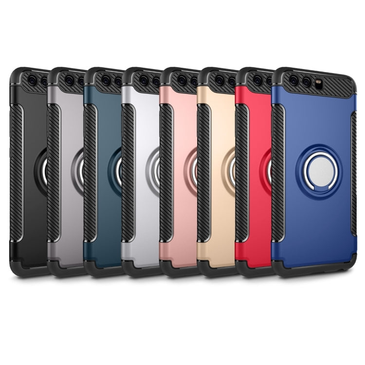 For Huawei P10 Plus Magnetic 360 Degree Rotation Ring Armor Protective Case(Black)