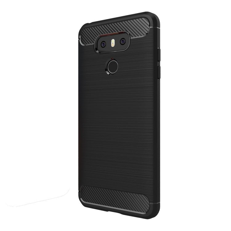 For LG G6 Brushed Carbon Fiber Texture Shockproof TPU Protective Cover Case(Black)