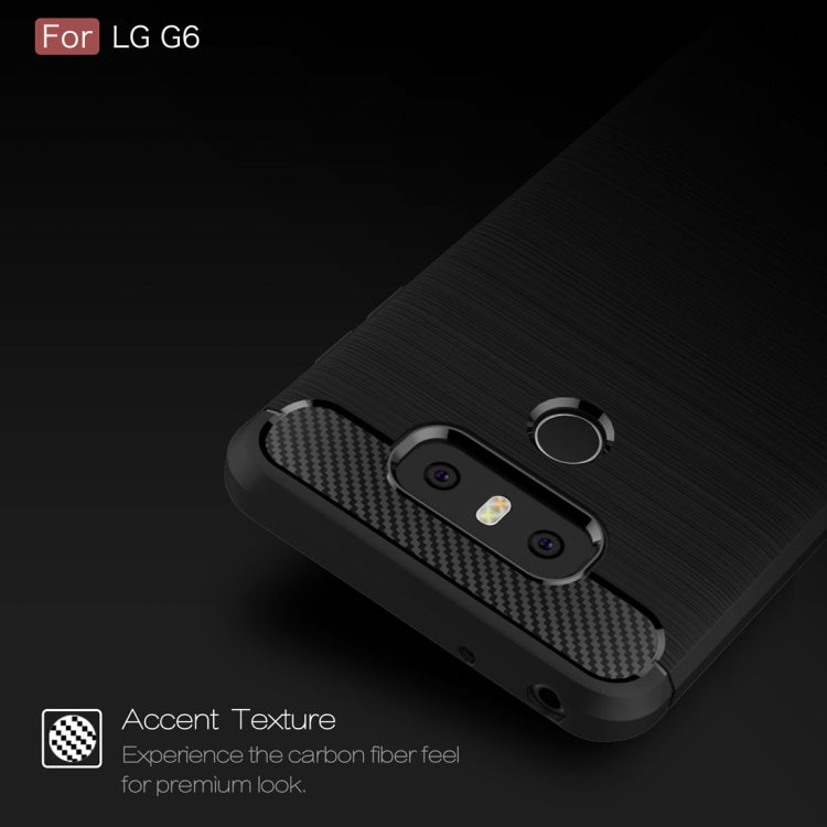 For LG G6 Brushed Carbon Fiber Texture Shockproof TPU Protective Cover Case(Black)