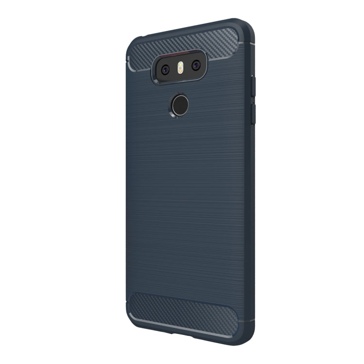 For LG G6 Brushed Carbon Fiber Texture Shockproof TPU Protective Cover Case (Blue)