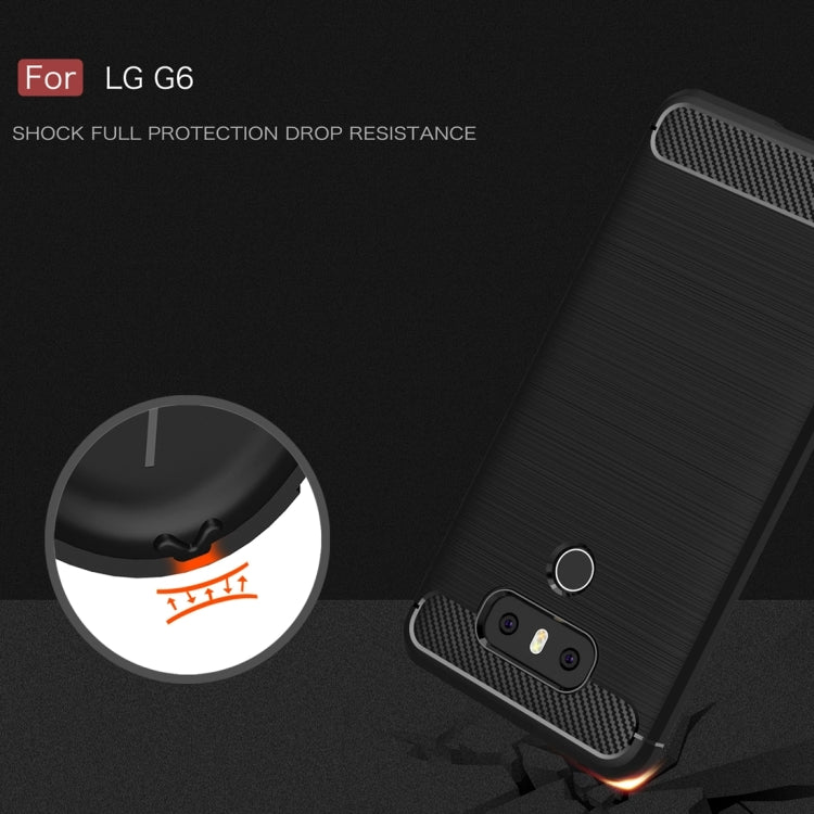 For LG G6 Brushed Carbon Fiber Texture Shockproof TPU Protective Cover Case (Red)