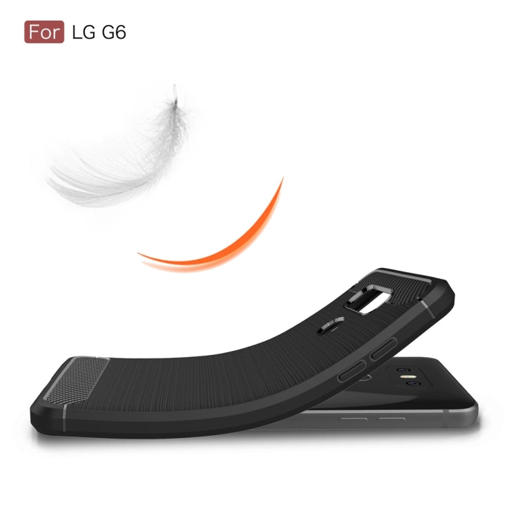 For LG G6 Brushed Carbon Fiber Texture Shockproof TPU Protective Cover Case (Red)