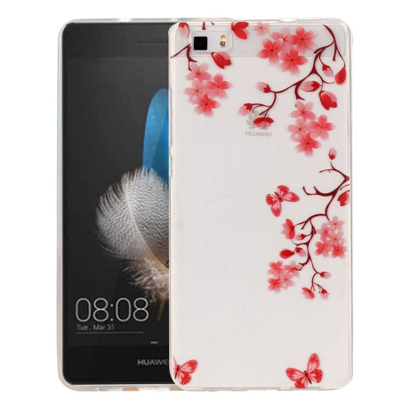 For Huawei P8 Lite Maple Leaves Pattern IMD Workmanship Soft TPU Protective Case