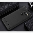 For LG V30 Brushed Texture Carbon Fiber Shockproof TPU Rugged Armor Protective Case (Black)