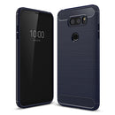 For LG V30 Brushed Texture Carbon Fiber Shockproof TPU Rugged Armor Protective Case (navy)