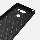 For LG V30 Brushed Texture Carbon Fiber Shockproof TPU Rugged Armor Protective Case (Red)