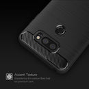 For LG V30 Brushed Texture Carbon Fiber Shockproof TPU Rugged Armor Protective Case (Red)