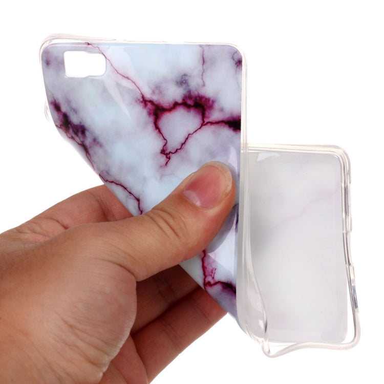 For Huawei P8 Lite Purple Marbling Pattern Soft TPU Protective Back Cover Case