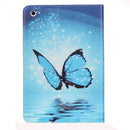 For iPad mini 1 / 2 / 3 Painting Blue Butterfly Pattern Horizontal Flip Leather Case with Holder