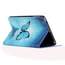 For iPad mini 1 / 2 / 3 Painting Blue Butterfly Pattern Horizontal Flip Leather Case with Holder