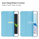 Custer Texture Horizontal Flip Smart PU Leather Case for iPad Mini 4 / Mini 5, with Sleep / Wake-up Function & Three-folding Holder (Sky Blue)