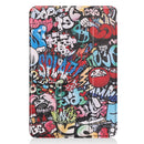 Graffiti Pattern Custer Texture Horizontal Flip PU Leather Case for iPad Mini 2019 / Mini 4 , with Three-folding Holder & Sleep / Wake-up Function