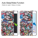 Graffiti Pattern Custer Texture Horizontal Flip PU Leather Case for iPad Mini 2019 / Mini 4 , with Three-folding Holder & Sleep / Wake-up Function