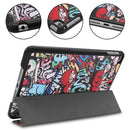 Graffiti Pattern Custer Texture Horizontal Flip PU Leather Case for iPad Mini 2019 / Mini 4 , with Three-folding Holder & Sleep / Wake-up Function