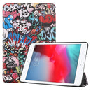 Graffiti Pattern Custer Texture Horizontal Flip PU Leather Case for iPad Mini 2019 / Mini 4 , with Three-folding Holder & Sleep / Wake-up Function